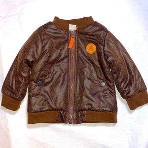 Biker moto Little Me infant baby boy jacket puffer zip pockets soft 12 months